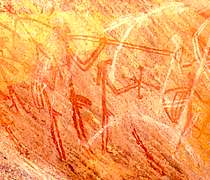 Rock art showing instruments